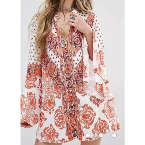 Free People Magic Mystery Boho Tunic Top Mini Dress Size Small - Picture 1 of 4